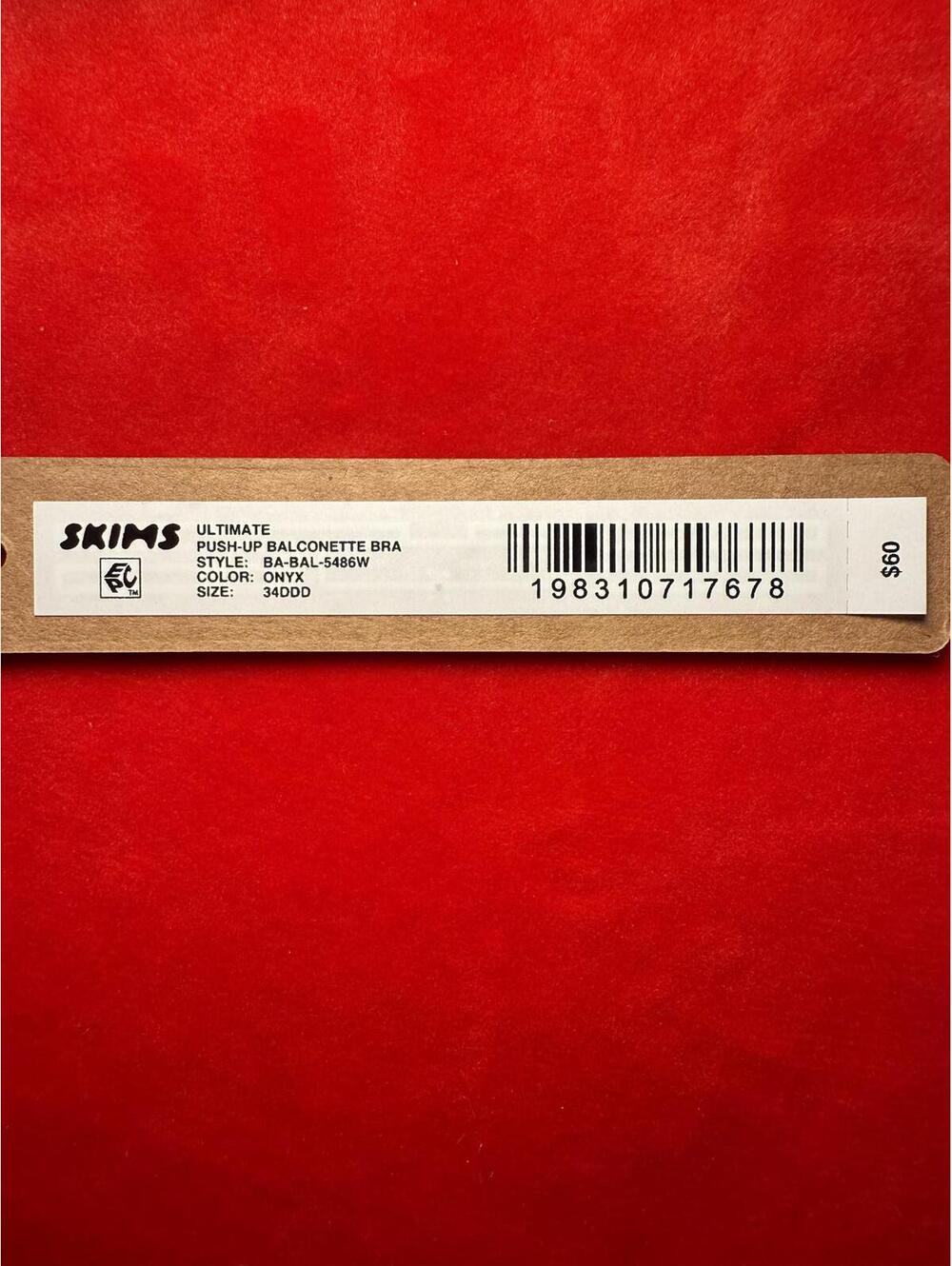 Skims Ultimate Push-Up Balconette Bra Color ONYX Size 34DDD - Picture 3 of 4